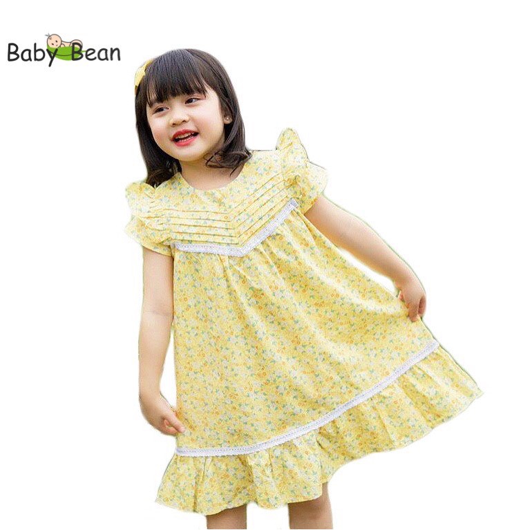 Đầm Suông Xếp Ly Đuôi Cá Tay Ngắn Cánh Tiên Bé Gái BabyBean