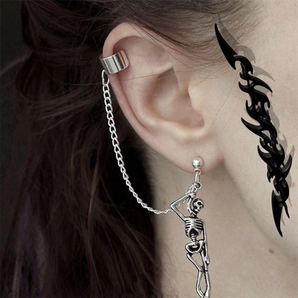 Khuyên Tai Hình Bộ Xương Phối Dây Xích Phong Cách Punk Cá Tính Cho Nam Và Nữ