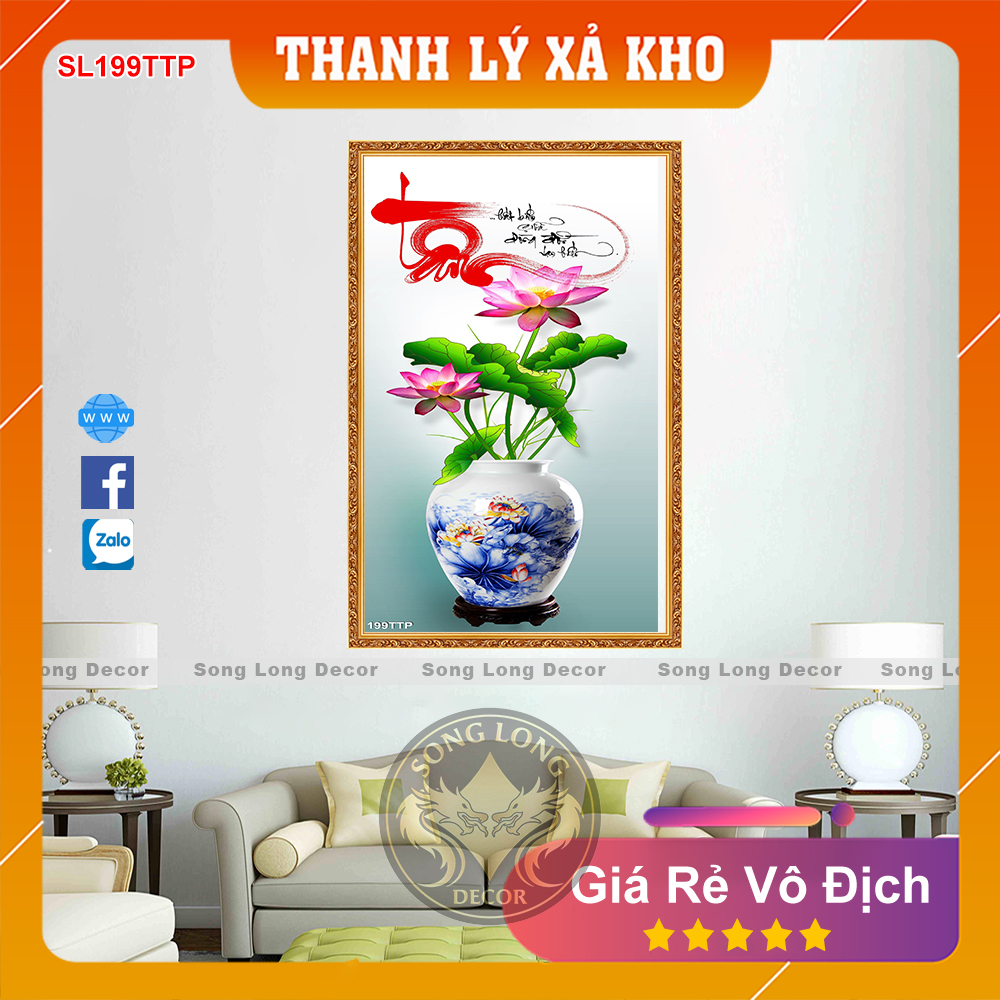 Tranh Dán Tường Chữ Tâm- SL199TTP- Tranh 3d Thư Pháp - Song Long Decor