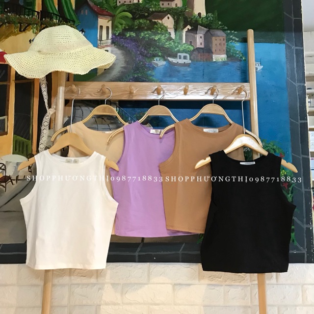 Áo croptop trơn sát nách ( hình thật shop tự chụp kèm video )