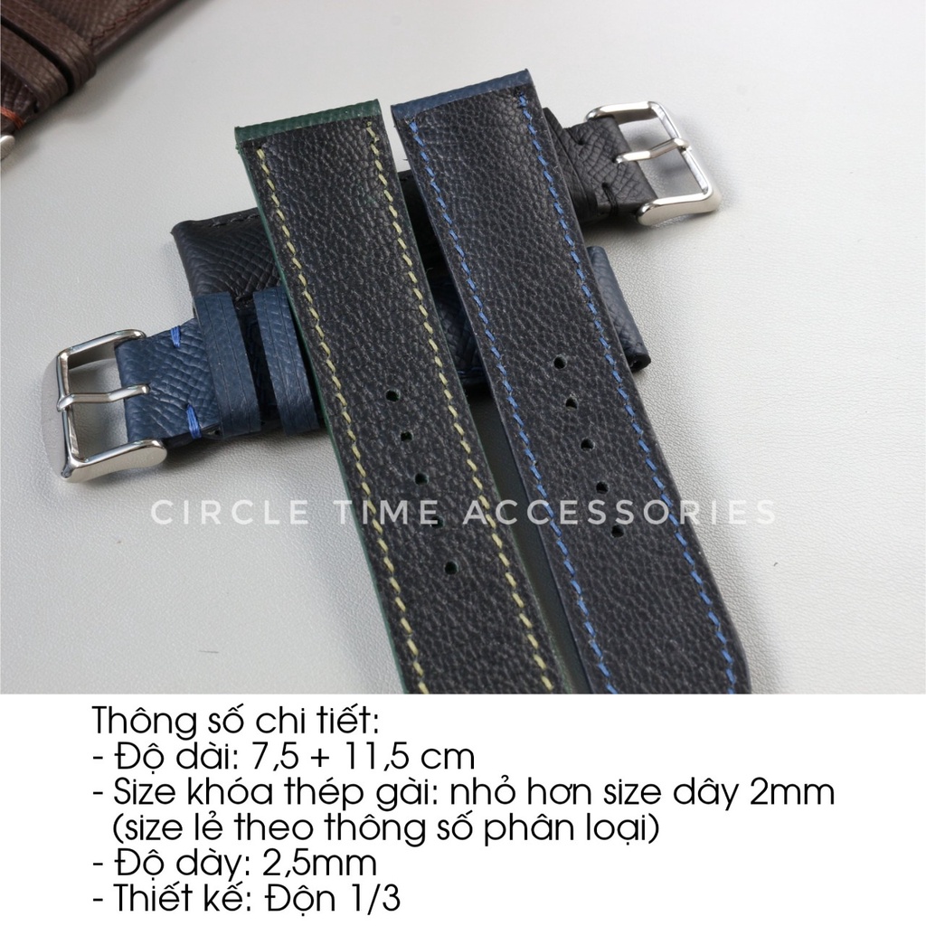 Dây đồng hồ da bò EPSOM thủ công cao cấp size 18/19/20/21/22 - HM01B