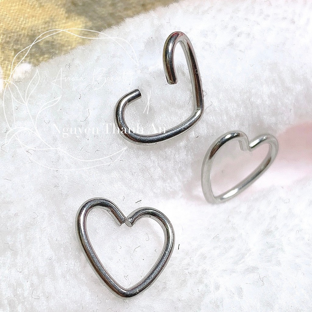 1 Chiếc khuyên tai trái tim JOLLY bằng thép y tế xỏ khuyên Piercing