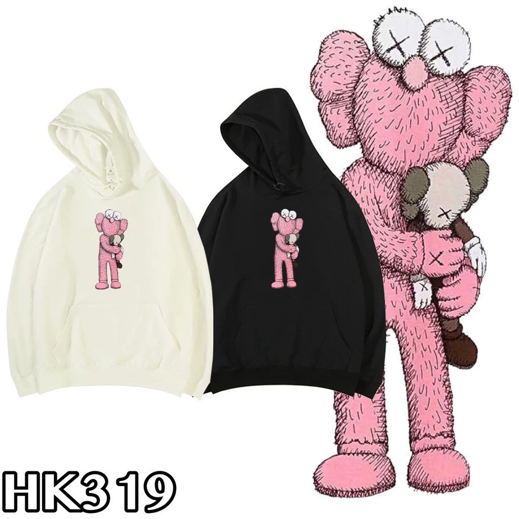 Áo Hoodie Nam Nữ Nỉ Bông KAWS Hồng Unisex