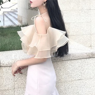 Áo hở vai cánh sen organza ngọt ngào phong cách-stomacher sang trọng trẻ trung