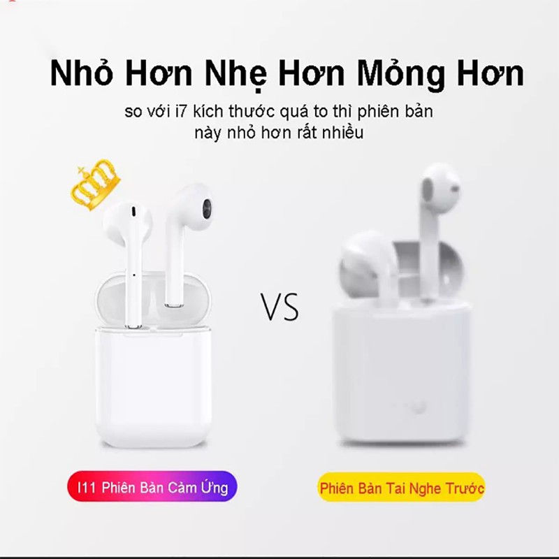 [ CẢM ỨNG VÂN TAY ] Tai Nghe Không Dây i11S Mini Tích Hợp Cảm Biến Vân Tay