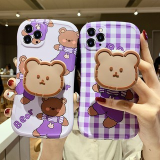 Ốp Điện Thoại Mềm Có Giá Đỡ Hình Gấu Nâu Cho IPhone 11 Pro Xs Max XR I8 I7 Plus