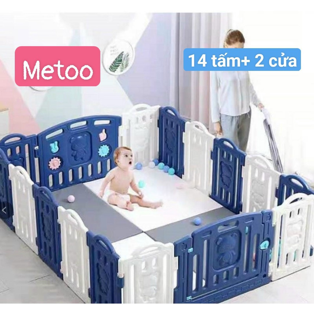 Quây Bóng Cho Bé - Quây Cũi Cho Bé - Mẫu Gấu - Tặng Kèm Thảm Và Quả Bóng