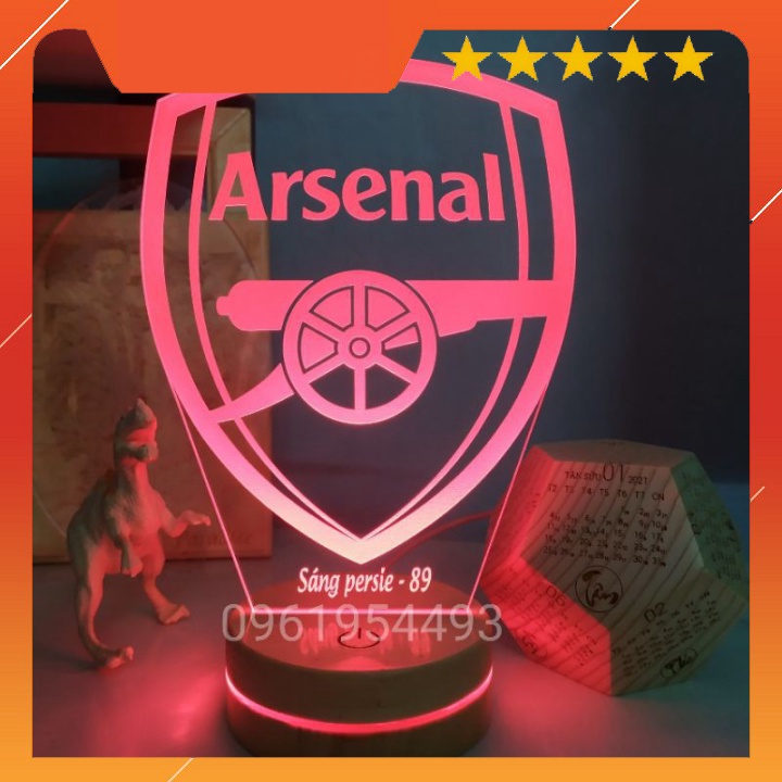 Đèn Led 3D Arsenal Decor bàn học Decor bàn làm việc có khắc tên Pháo thủ