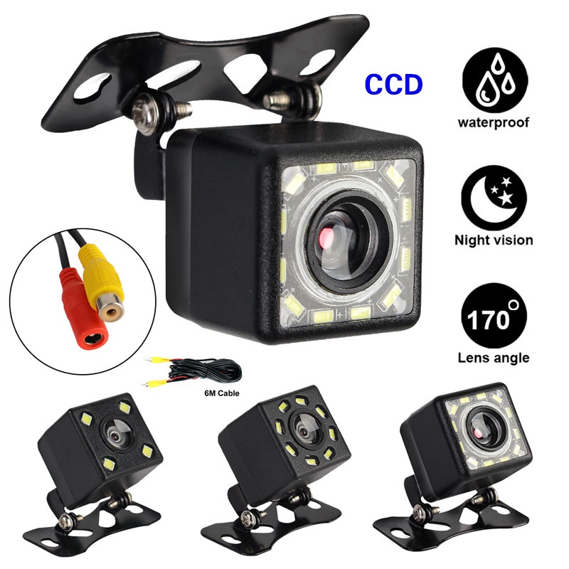 Camera Lùi Xe Tích Hợp Đèn LED Hỗ Trợ Quay Ban Đêm Cho Xe Hơi