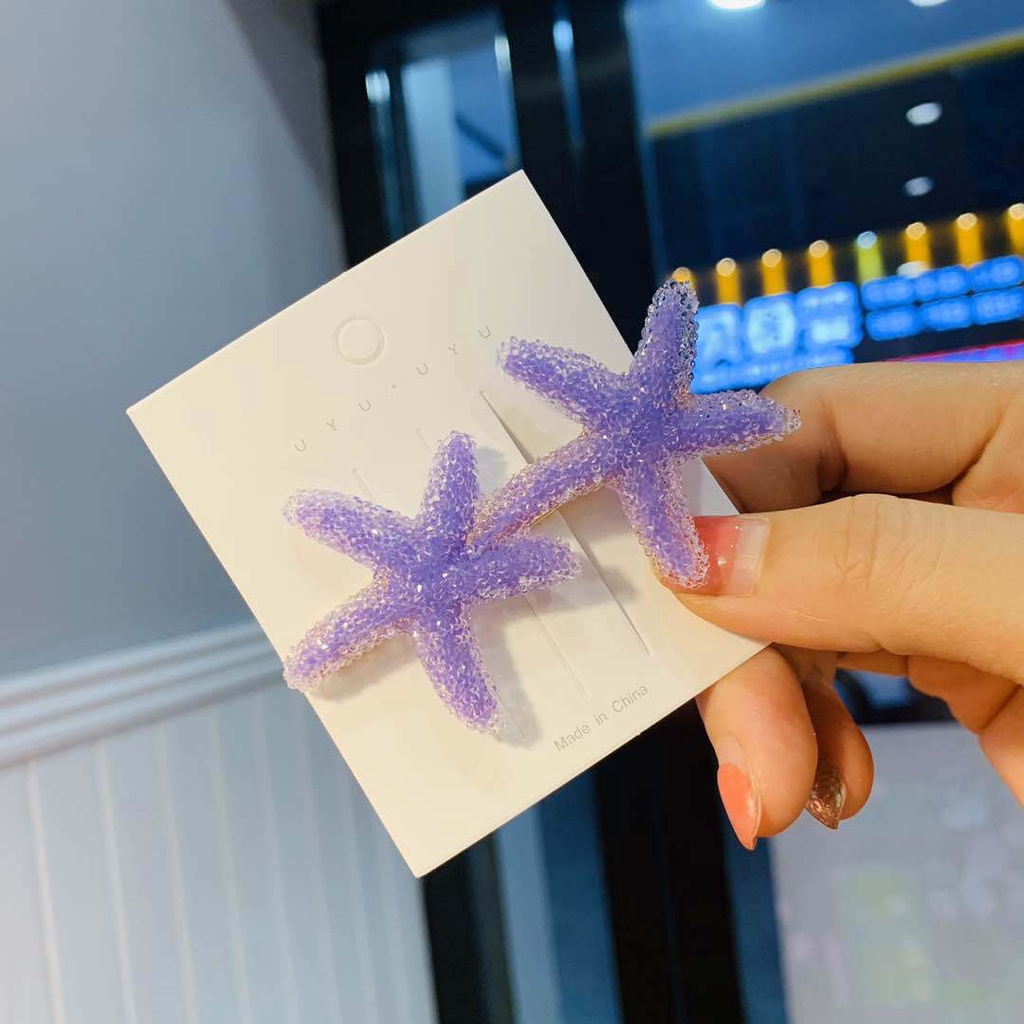 Kẹp Tóc Hình Nơ / Sao Biển Màu Kẹo Lấp Lánh Cho Bé Gái