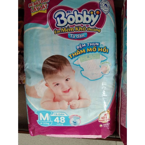 Tã dán BOBBY SIZE M48, L42 miếng Siêu mềm mại cho bé yêu