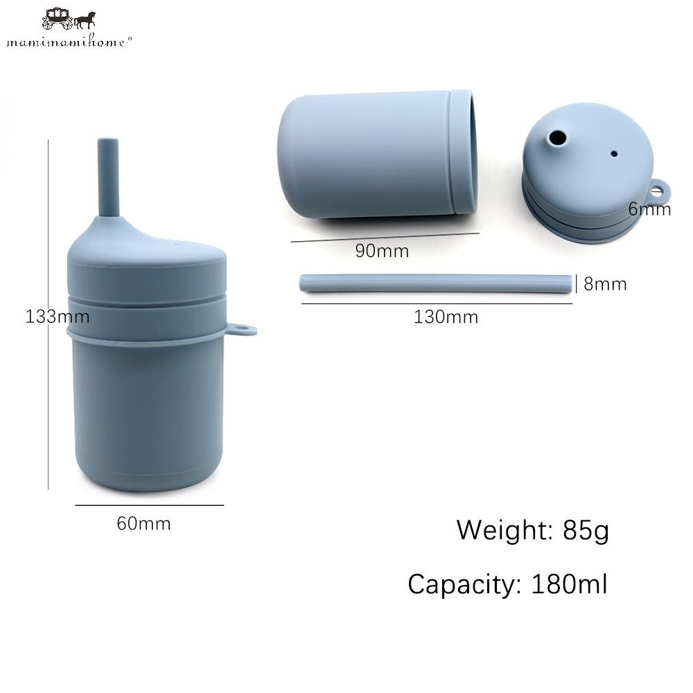 Cốc uống nước Mamimamihome bằng silicon có nắp đậy dành cho trẻ em
