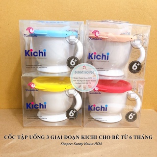 Cốc tập hút, tập uống 3 giai đoạn Kichilachi tiện lợi cho bé có vạch chia ml