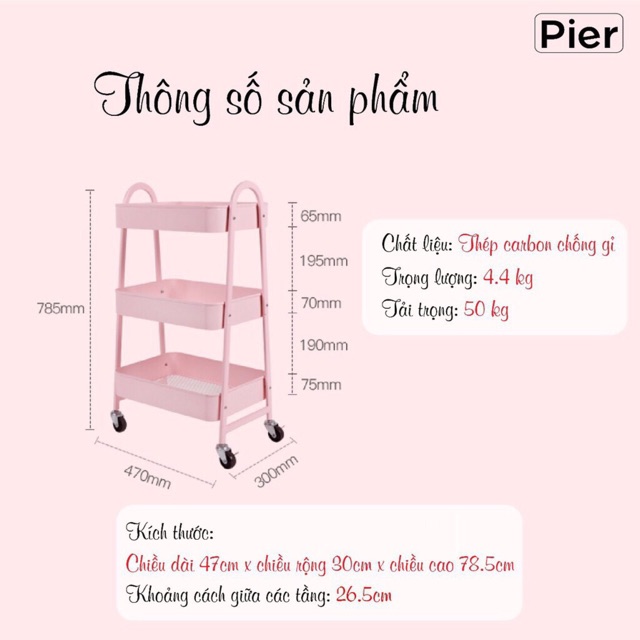 KỆ ĐỂ ĐỒ 3 TẦNG PIER CHÍNH HÃNG