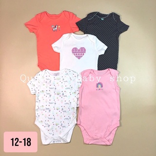 set 5 bộ body chip cộc tay - bộ liền quần cotton xuất dư cho bé gái 12 18 tháng