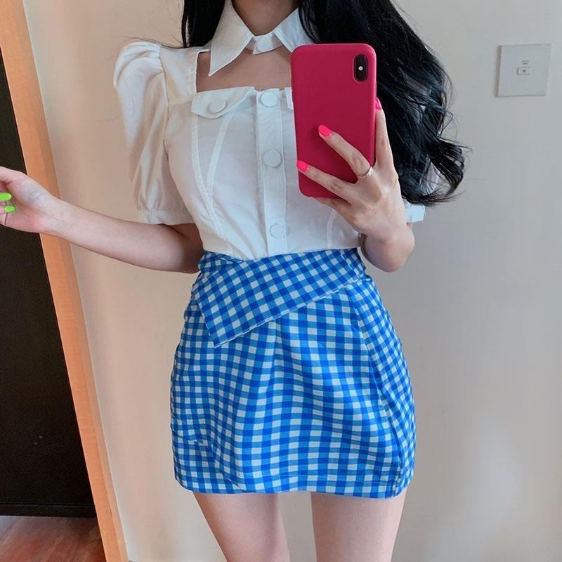 Áo Sơ Mi Tay Ngắn Phồng Phong Cách Retro Thời Trang Mùa Hè Cho Nữ