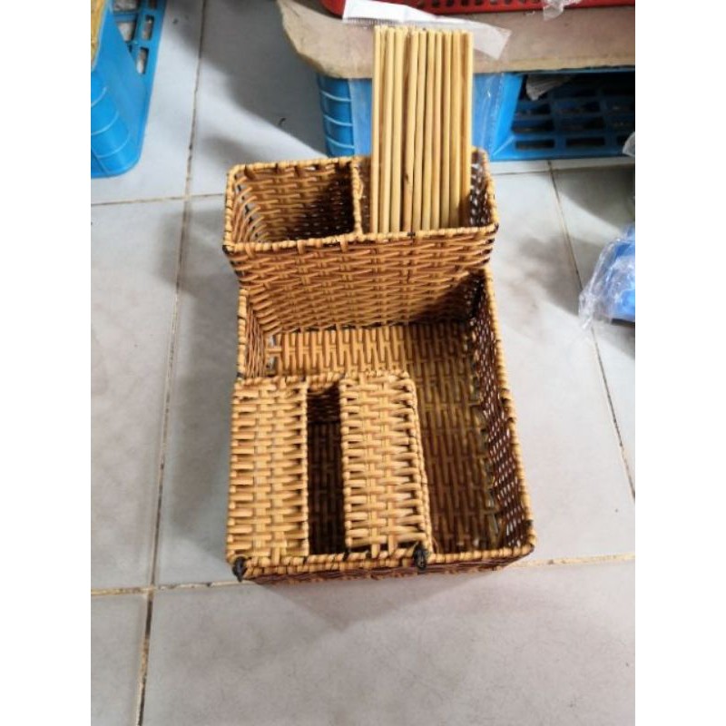 Khay mây đa năng đựng thìa, đũa ,lọ gia vị