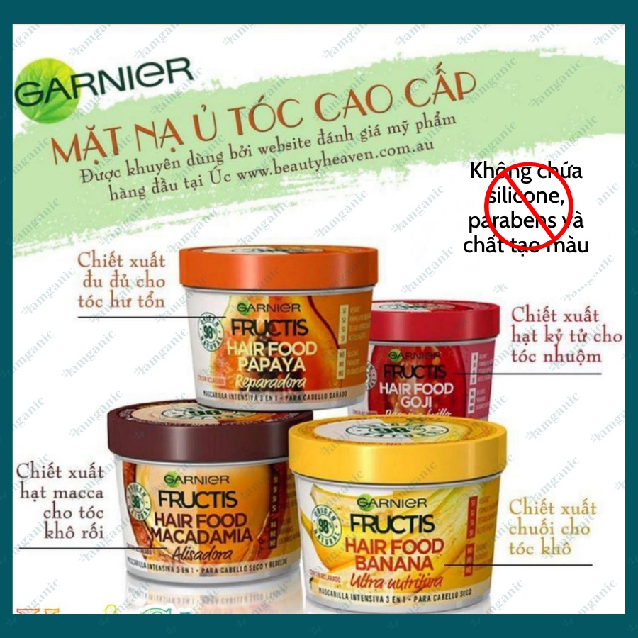 Kem ủ tóc siêu phục hồi Garnier Fructis Hair Food Úc 390ml đa năng