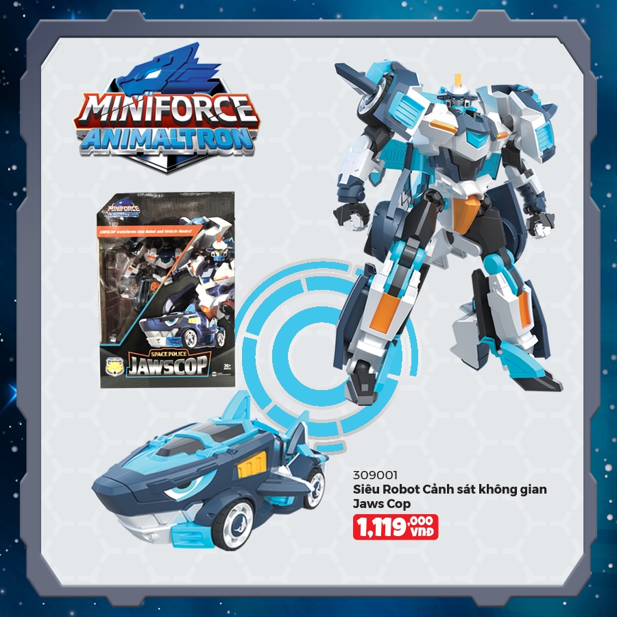Đồ Chơi MINIFORCE Siêu Robot Cảnh Sát Vũ Trụ Cá Mập Jaws Cop 309001