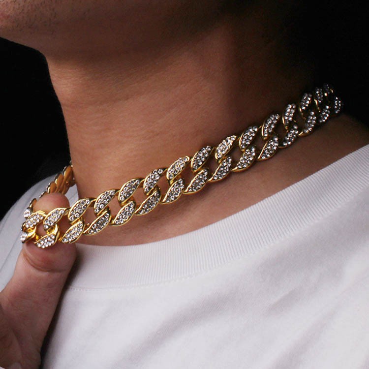 Vòng Cổ/Vòng Tay Kim Cương Pha Lê Cuban Vàng 18K Thiết Kế Sang Trọng Cho Nam Và Nữ
