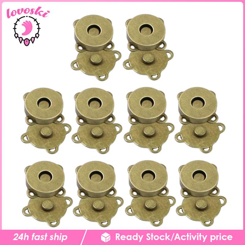[Lovoski] Set 10 Cặp Khóa Cài Nam Châm DIY 14mm Dùng Để Làm Ví Xách Tay