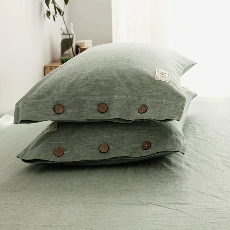 Vỏ Gối Cotton Gai Dầu Dày Màu Trơn Đơn Giản Có Thể Tháo Rời Và Giặt Rửa