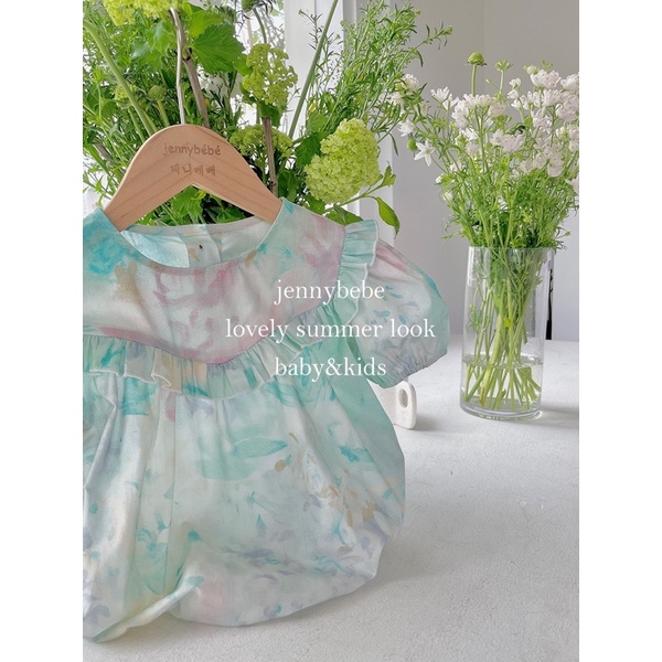 Váy Bé Gái Cao Cấp Mùa Hè và Bodysuit Style Vintage Hàn Quốc Hoạ Tiết Độc Lạ Jennybebe