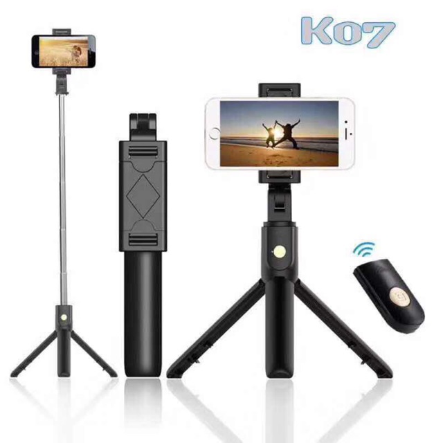 Gậy tự sướng 3 chân Bluetooth K07 có remote từ xa