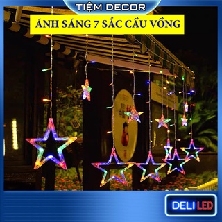 Đèn Led Trang Trí Noel Hình Trăng Sao Đèn Mành 12 Đèn Chiều Dài4M - Đèn Led Trang Trí Giáng Sinh, Trang Trí Tết