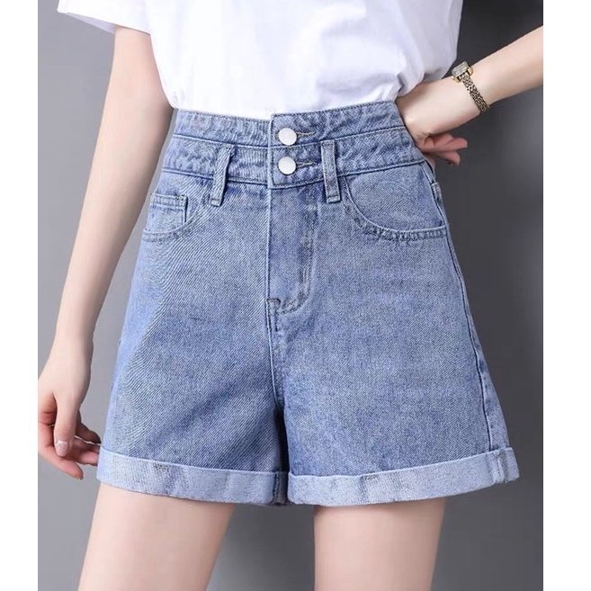 Quần Short bò Nữ Cạp Cao 2 cúc Phong Cách Hàn Quốc Nhiều màu