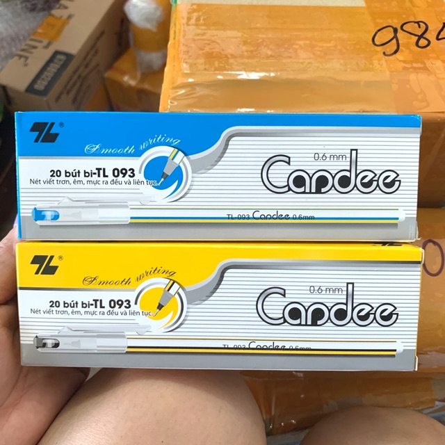 Hộp 20 Bút Bi Nến Candee Mực Xanh/Đen