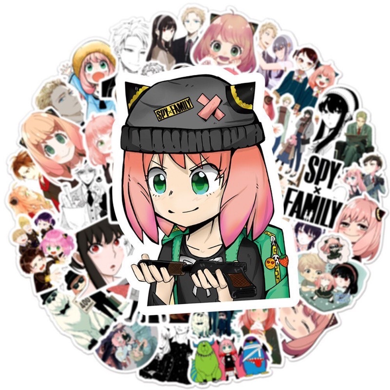 stiker spy x family 30-60 cái decal dán ép lụa khác nhau/ Hình dán anime spy x family