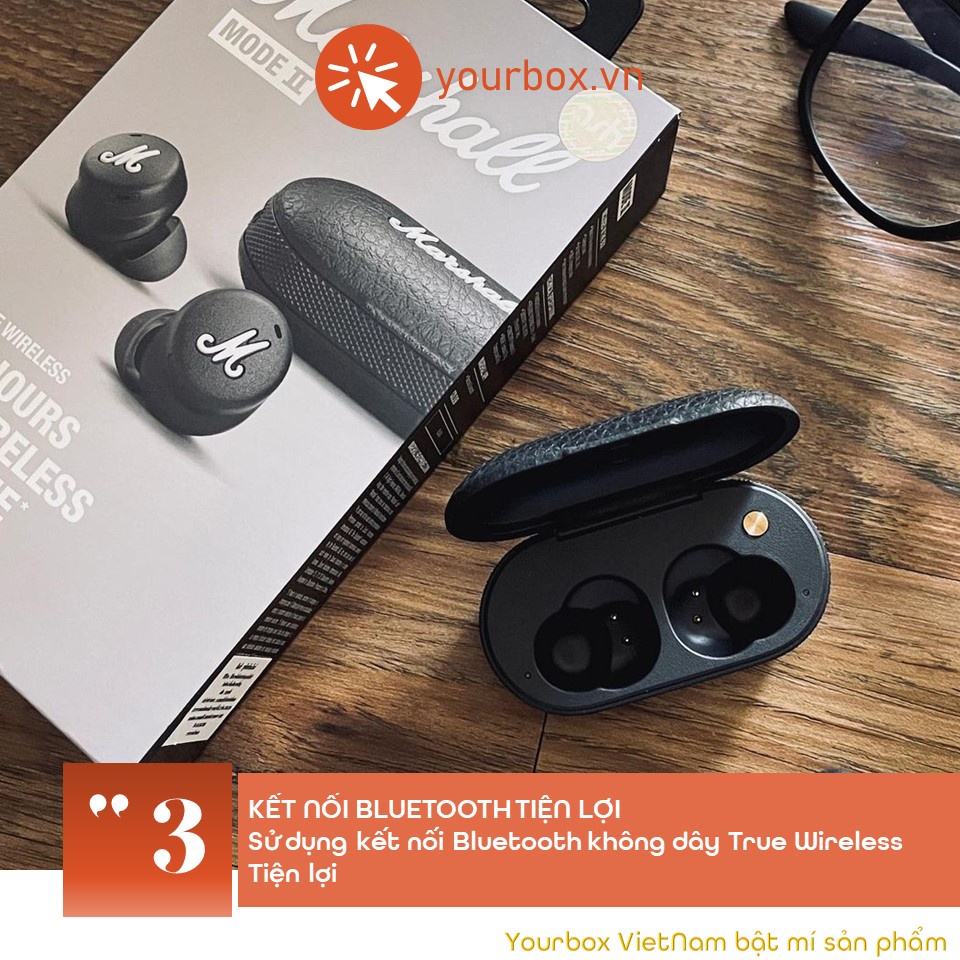 Tai nghe Bluetooth nhét tai thể thao không dây Marshall Mode II , kết nối Bluetooth chống ồn – Yourbox.vn