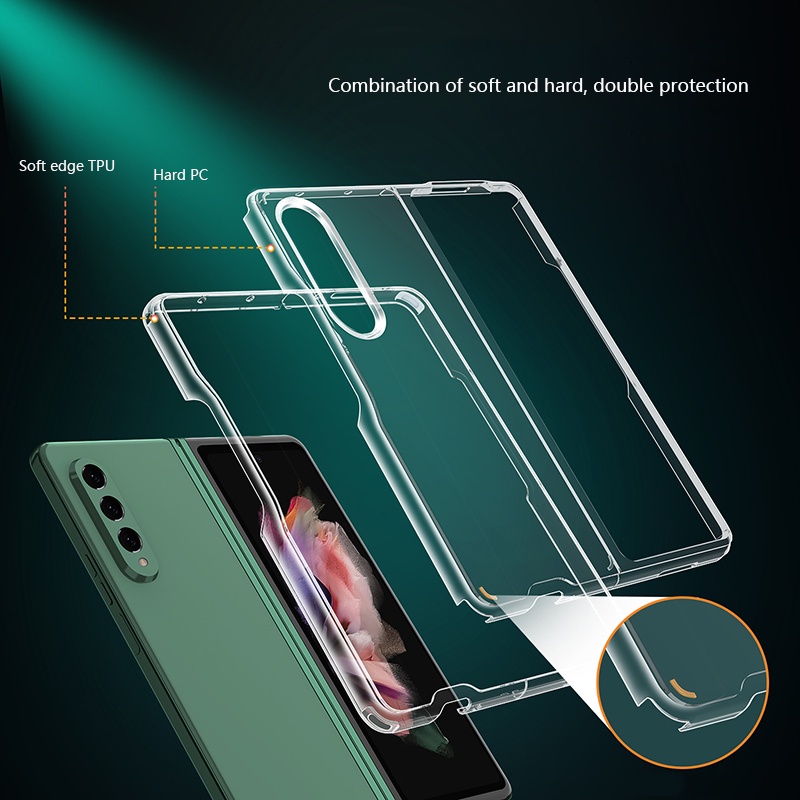 Samsung Galaxy Z Fold 3 Hard Case Clear Acrylic Ultra Slim Transparent Case Covers