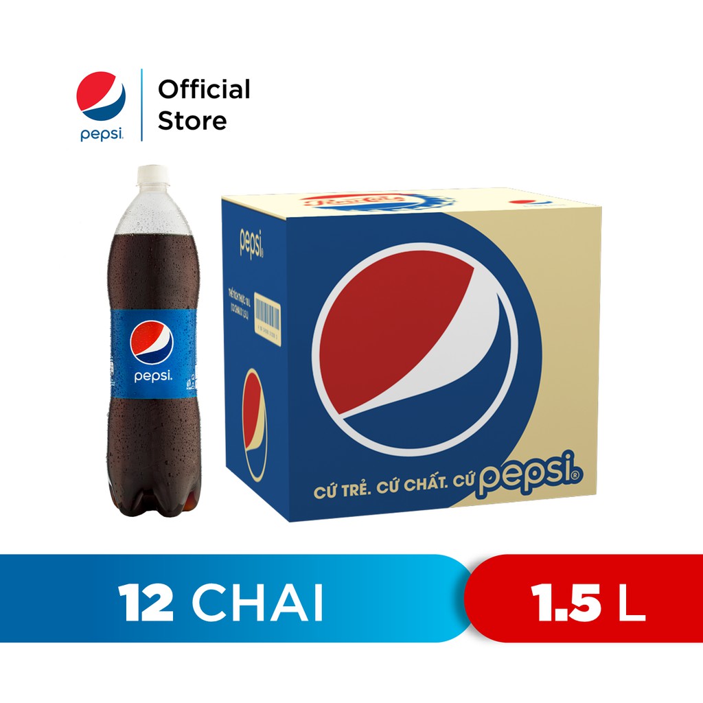 [HỎA TỐC-HN&amp;HCM]Thùng 12 Chai Nước Ngọt Có Gaz Pepsi (1,5L/chai)