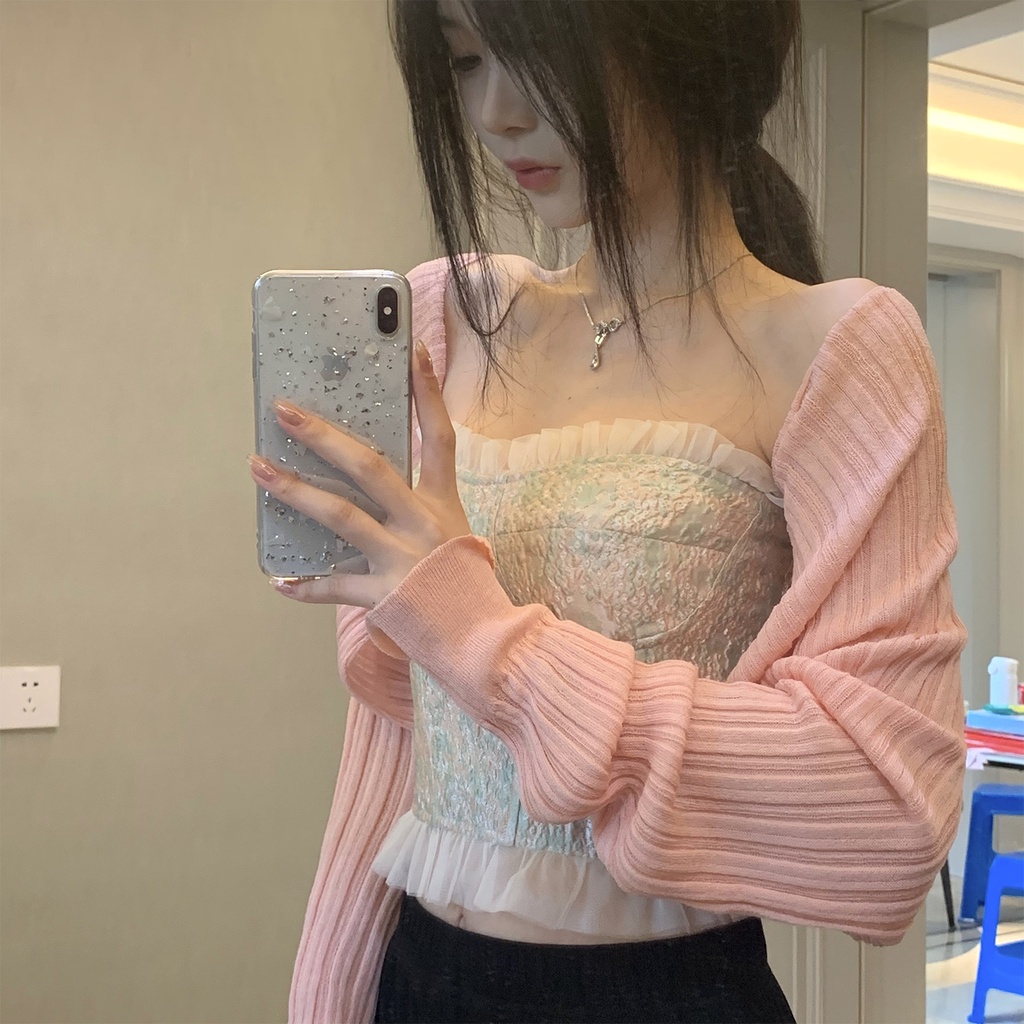 COZOK  Áo khoác cardigan tay dài dáng rộng chống nắng đa năng thời trang