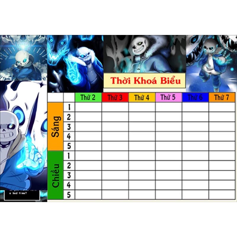 combo 3 thời khoá biểu undertale san khác nhau