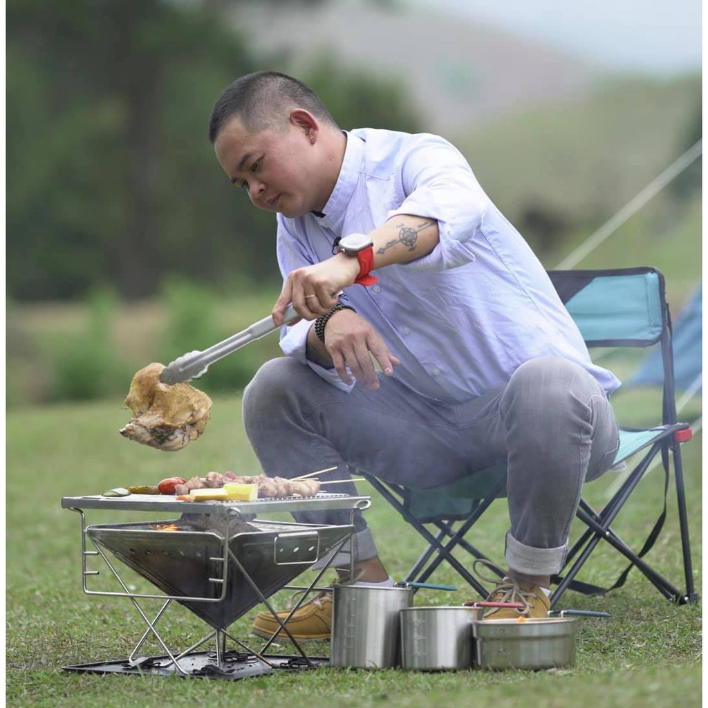 Bếp nướng than hoa VIETCAMP INOX 304 chống gỉ cao cấp dễ dàng xếp gọn tiện lợi  - G35