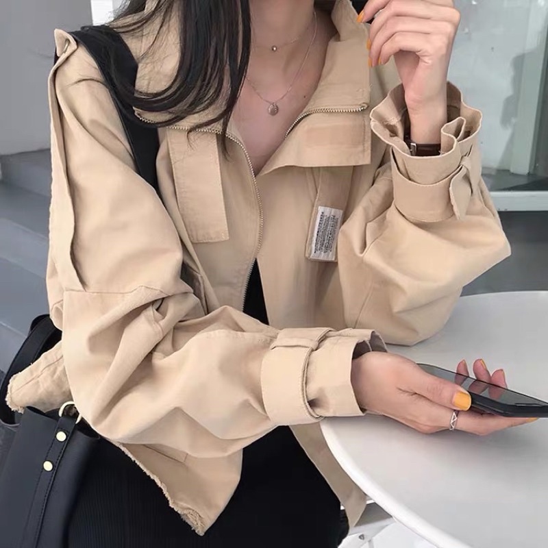 Áo khoác khaki ulzzang dáng ngắn phong cách hàn quốc