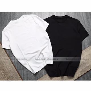 Áo thun trơn nam nữ form rộng thoáng mát trắng - đen