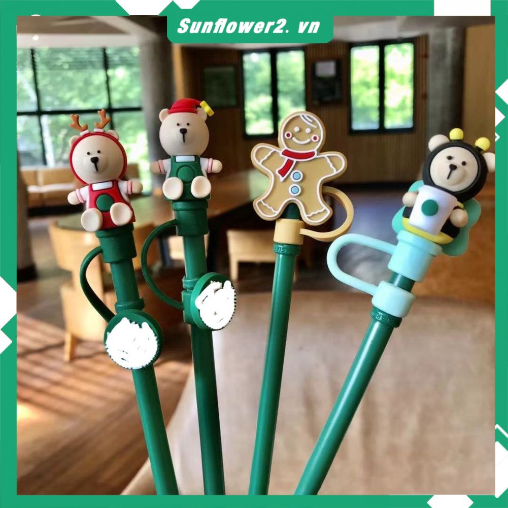 【kho sẵn sàng】Nút bịt ống hút có thể tái chế chống rò rỉ chống bụi hình trái tim nữ tính không gồm ống hút