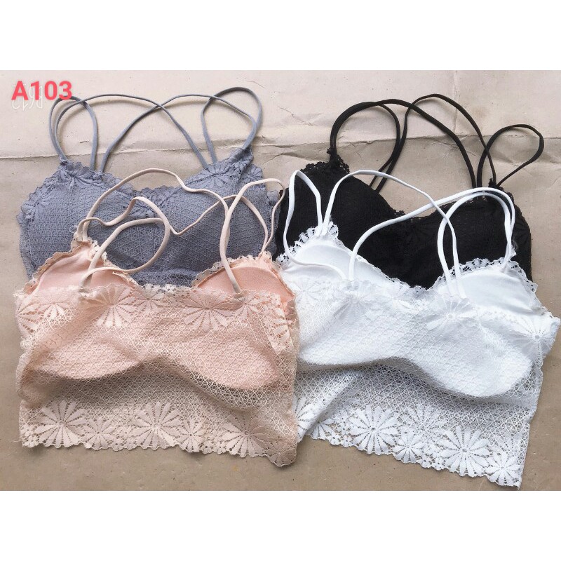 ❤️ LOẠI 1 - BAO CHẤT ❤️ Áo LÓT Bra ren cổ yếm 2 lớp có mút ngực KIỂU Hoa Siêu Đẹp SL