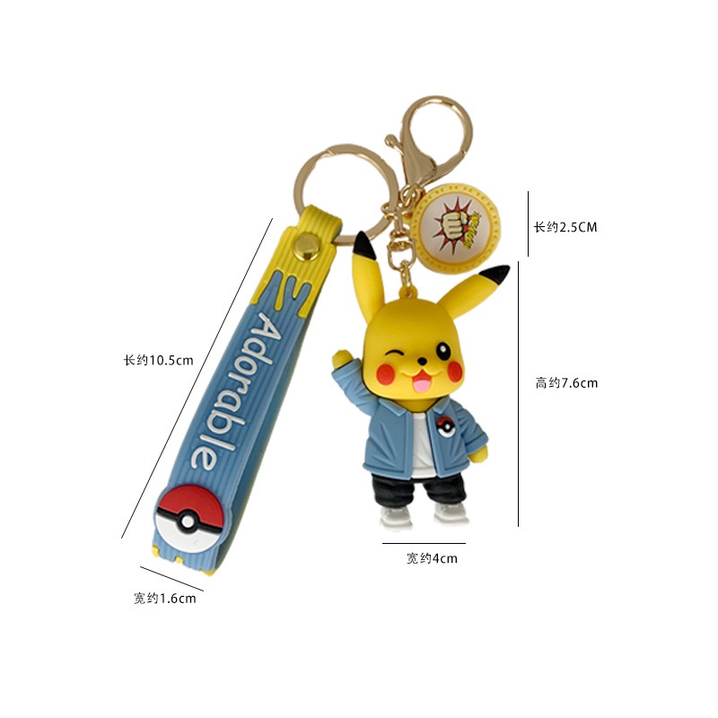 Mặt móc khóa dây chuyền hình búp bê Pokémon Pikachu cho trẻ em treo túi làm quà lưu niệm
