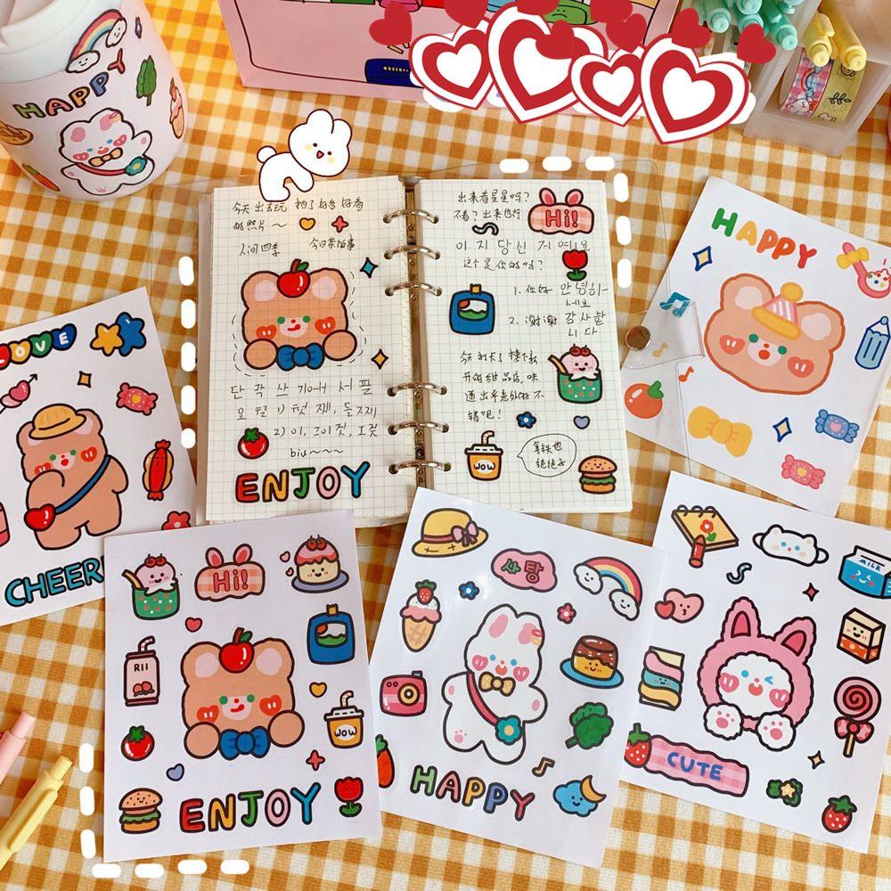 1 Tấm Sticker Hoạt Hình Dán Cốc Nước Trang Trí Sổ Tay DIY