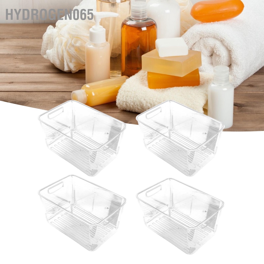 Hydrogen065 Hộp lưu trữ trong suốt 4PCS Thùng chứa Rổ bằng nhựa cho Tủ lạnh nhà bếp