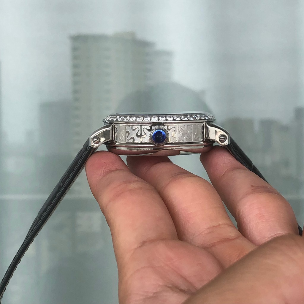 Đồng Hồ Nam PP GENEVE Viền Đá, Cơ Lộ Máy Automatic Nhật, Size 41mm Chống Nước 5ATM