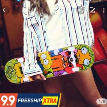 ván trượt skateboard SSG chính hãng bánh Pu 95A siêu bền deck cong trick size 80x20cm