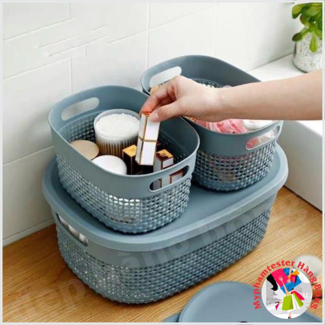 Rổ đựng đồ có nắp phong cách Hàn quốc cao cấp