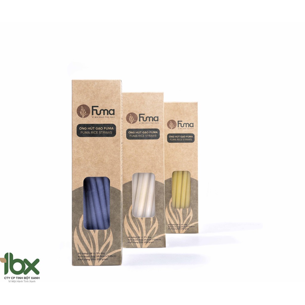 Ống hút gạo Fuma | Size Cafe dài 6.5mm x 20cm | Hộp 250g ~ 55 ống