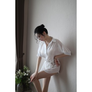 Áo Ngủ Sơ Mi Voan Gợi Cảm Có Thắt Lưng - AN73